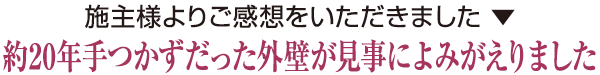 約20年手つかずだった外壁が見事によみがえりました